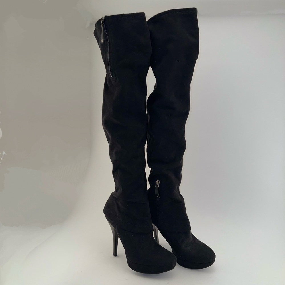 Guess by Marciano Black Sutera Over the Knee Suede Foldover Boots in Size 8